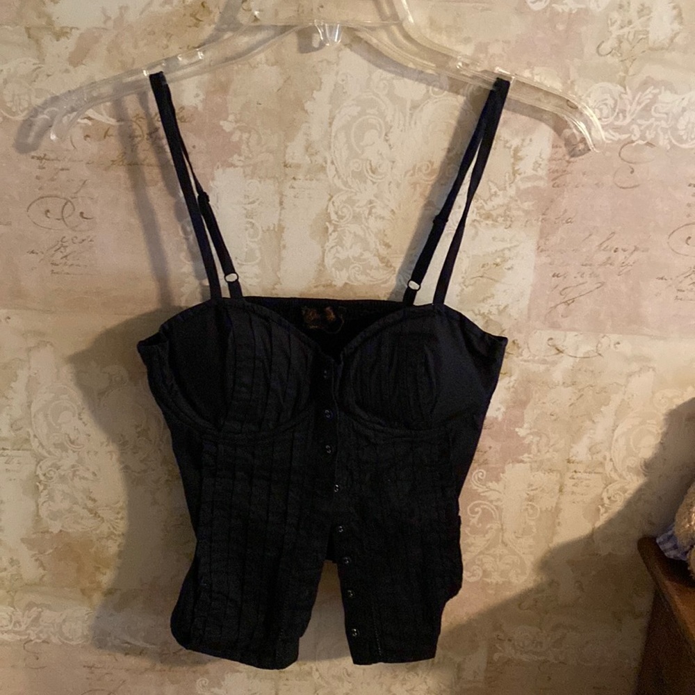 Guess Black button down corset with underwire.